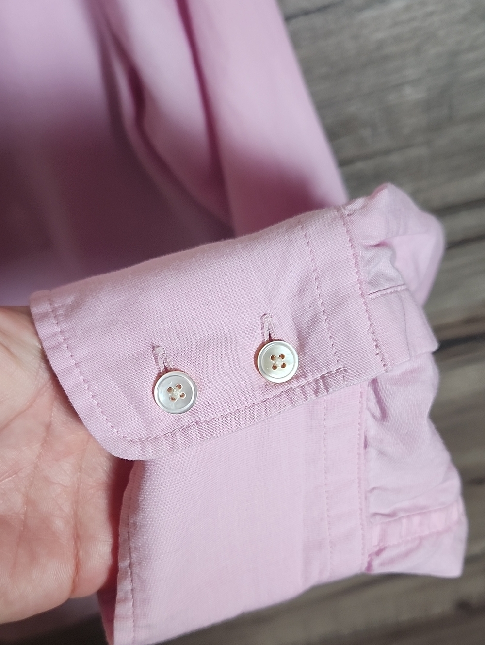 Talbots Ruffle Front Button Down Shirt In Pink - Picture 6 of 8
